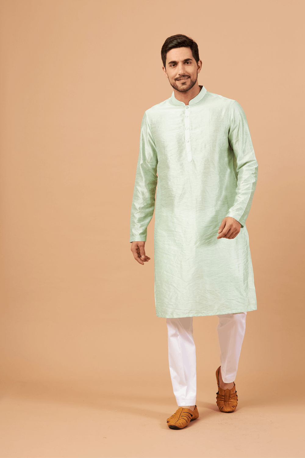 Men's Soft Cotton Kurta in Pistachio Green Color