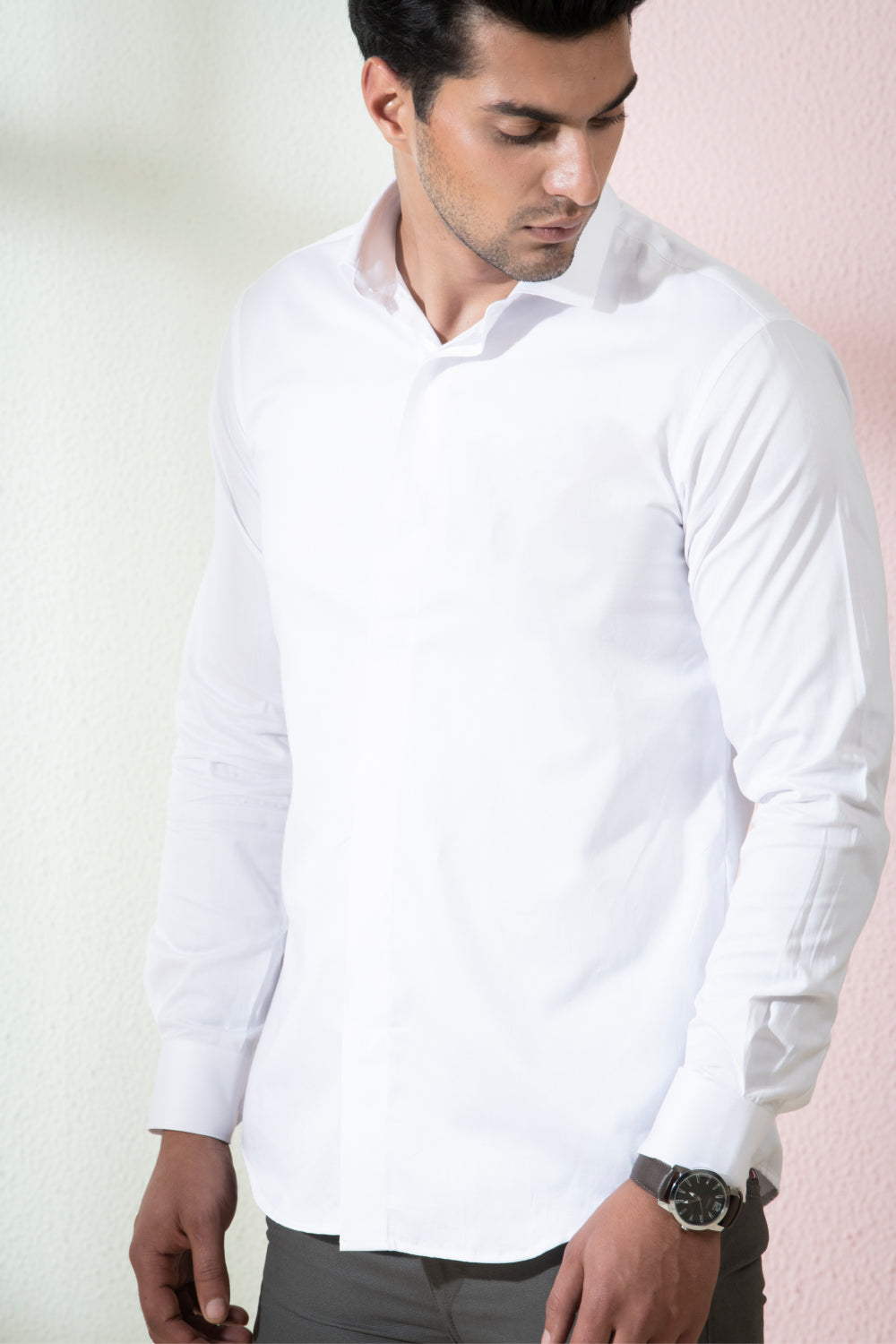 Hilo Design Mens White Designer Shirt Reindeer Embroidery HILO DESIGN