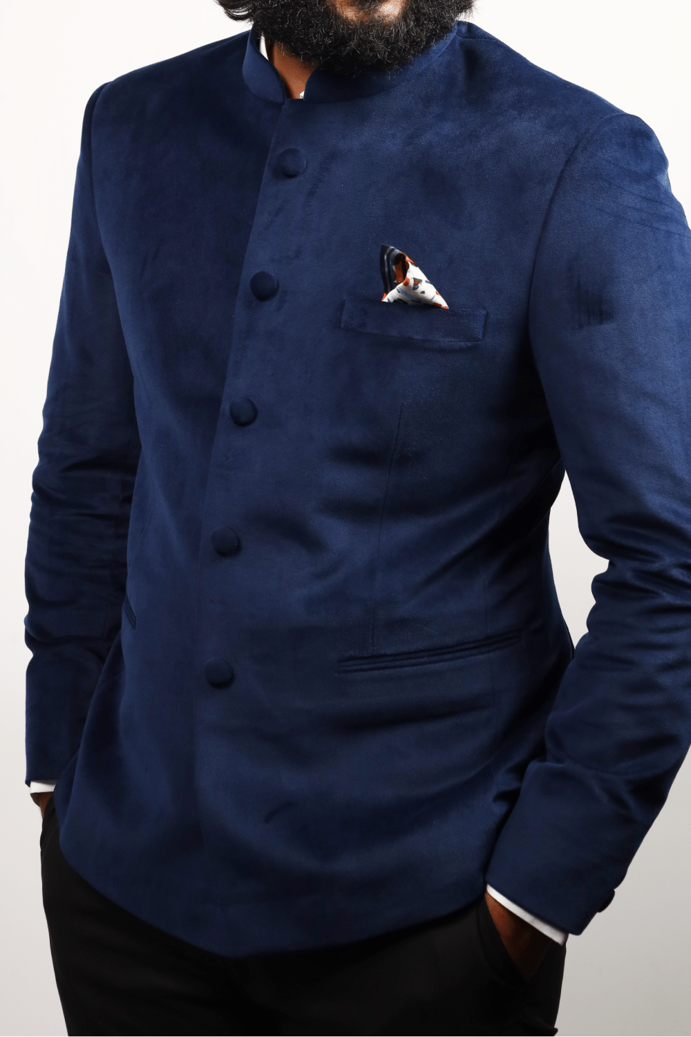 Blue velvet bandhgala deals