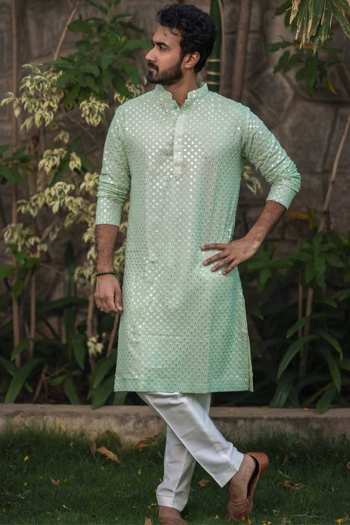 Pista Green Mirror kurta set