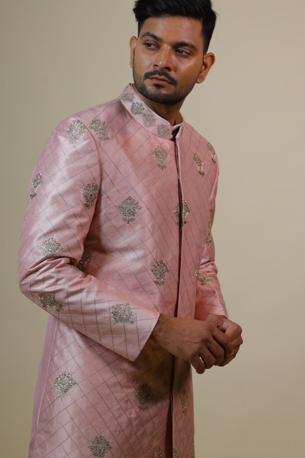 Light Coral Embroidered