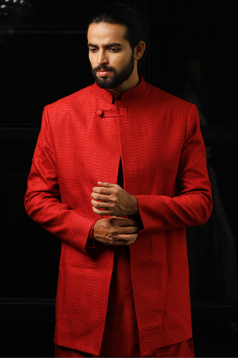 Red jacket men outfit hotsell